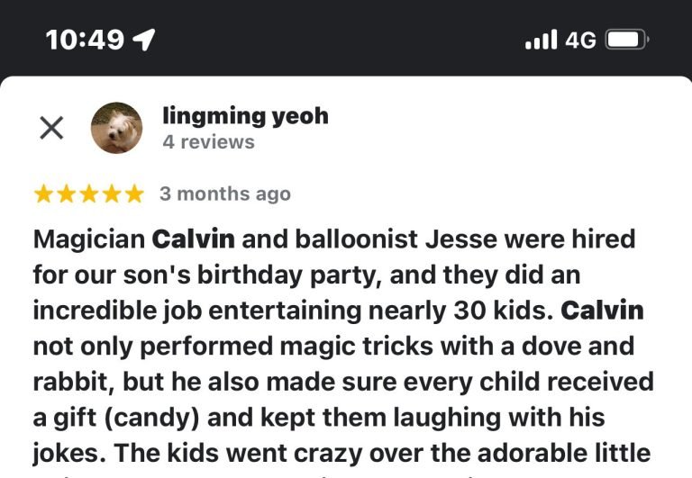 kids party magician calvin